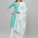Blue and white Dress Material